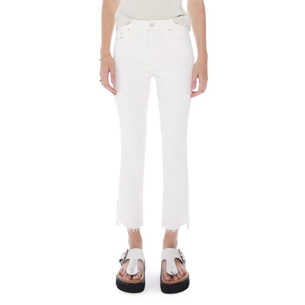 Mother 'Insider' White High Waist Crop Step Hem Denim Jeans Size 25